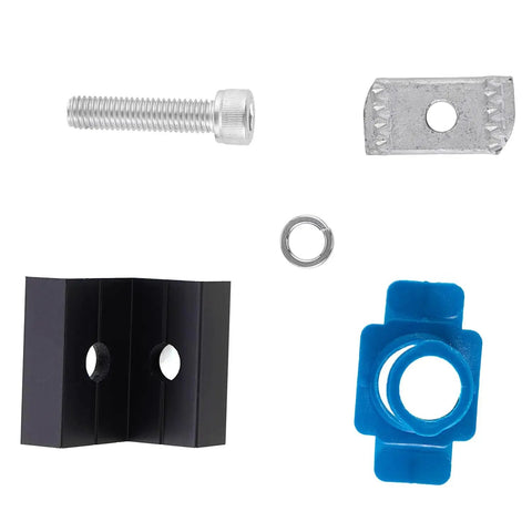 Components of Heavy Duty Solar Panel Clamps Kit for One And Five Eighths Inch Strut Rails, including screw and clamp parts