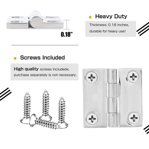 Heavy Duty Square Marine Hinge Built Tough As Nails From Top Tier Sus316 Stainless Steel With Sleek Swinging Motion And Elite Rust Defense For Boat Decks And Cabin Doors Selling As A 1.97 Inch Two Pack Setup