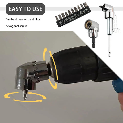 105 Degree Right Angle Drill Attachment Kit With 10 Screwdriver Bits Magnetic Hex For Tight Spaces Universal 90 Degree Drill Adapter For Home Repairs And Narrow Nooks And Crannies