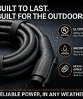 Premium Sae J1772 Level 2 Electric Vehicle Charging Cord with waterproof design, coiled and ready for outdoor use.