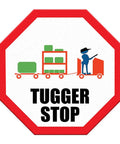 Stop That Tugger Now With These Heavy Duty Red Anti Slip Floor Decals Featuring Tough Round Vinyl Stickers For Warehouses And Factories To Boost Safety And Guide Forklifts Perfectly On Any Surface - Tugger stop sign design.