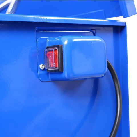Control switch on blue 40 Gallon Heavy Duty Parts Washer Equipped With 24 Gallon Solvent Reservoir And High Flow 5 GPM Pump.