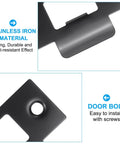 Close-up of Stainless Steel T Strike Door Strike Plate 2-3/4 Inch Backplate for interior and exterior doors, black rust resistant