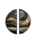 Super Stylish Two Pack Galaxy Swirl Fluid Art Gold Dust Cabinet Pulls with marble and agate look in brushed nickel semicircle design