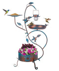 3 In 1 Outdoor Metal Bird Bath With Feeder And Planter Garden Blue Bird Bath With Solar Lights For Backyard Dope Weatherproof Easy Assembly Attract Birds And Add Color To Your Outdoor Space