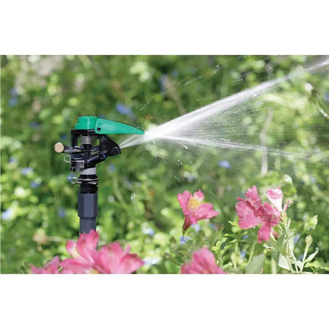 Plastic Impact Lawn Sprinkler With Adjustable 20 To 360 Degree Spray Pattern And 24 To 45 Foot Coverage, watering flowers