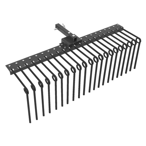 Tow Behind Lawn Dethatcher, 60 Inch Wide With 21 Steel Tines, Category 1 Three Point Hitch Tractor Attachment For Leaves