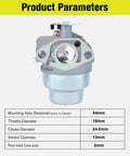 Honda GCV160 Manual Choke Carburetor Replacement for Lawn Mowers and Pressure Washers, front view with product parameters