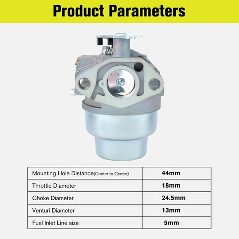 Honda GCV160 Manual Choke Carburetor Replacement for Lawn Mowers and Pressure Washers, front view with product parameters