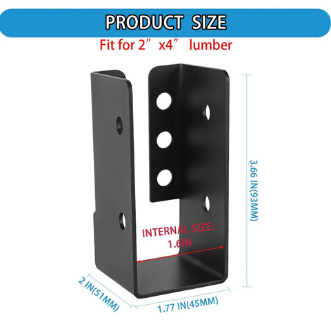 Concealed Joist Hanger Set 24 Pack For 2x4 Lumber Provides Strong Framing Brackets And Railing Supports Heavy Duty Q235B Steel Powder Coated Black Durable Joist Hangers For Beams Swing Handrail Fence