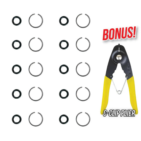 3/8 Inch Drive Socket Retainer Rings With O Ring Set Of 10 For 3/8 Drive Pneumatic Impact Wrenches, Includes Anvil Retaining Ring Install Tool And C Clip Plier