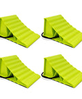 No Hassle 4 Pack Wheel Chocks For Travel Trailers And Campers Dual Wheel Stopper Set With Non Slip Base Heavy Duty Green Wheel Blocks
