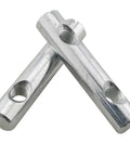 Five Piece Heavy Duty Galvanized Slotted Pins With Double Hole Nuts M8x60mm Cross Cylinder Hardware close-up showing slotted pins.