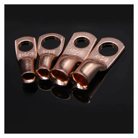 Top Notch 30-Piece 4 And 8 AWG Copper Ring Terminals Kit With Closed Ends For Secure Cable Splices, Crimping Connectors Perfect For Heavy Duty Wiring Upgrades, four ring terminals