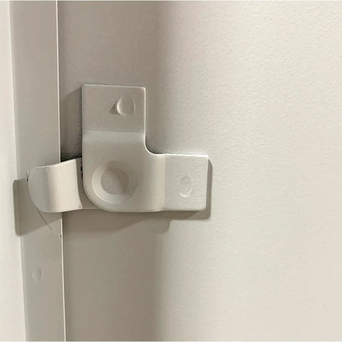 Close-up view of the stainless steel cam latch on the Heavy Duty Flush Mount Access Panel Door with concealed hinge.