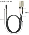 USB C to Dual XLR Male Audio Cable for Amplifiers and Mixers, 6ft showing cable length and dimensions