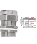 Rugged 3/4 NPT Stainless Steel Cable Gland IP66 Weatherproof Workhorse Connector with schematic diagram