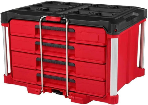 M18 Force Logic 6 Ton Knockout Tool Kit With Toolbox For Electricians, red black toolbox, closed view, multiple drawers