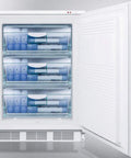 Rock Solid Upright Freezer Zero Hassle Freestanding Or Built In Configuration For Serious Cold Storage Workhorse You Can Depend On Every Single Day, showing multiple clear storage bins.