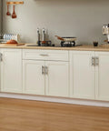 Modern kitchen with 30 Pack 3 Inch Center To Center Brushed Nickel Cabinet Pulls Stainless Steel Kitchen Cabinet Handles on white cabinets