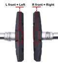 V Bike Brake Pads With Hex Nuts And Spacers Set 70 Mm Black Showing Left and Right Sides for Mountain Hybrid and City Bikes