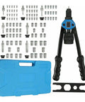 Rivet Nut Tool Kit Hand Riveter Set With 110 Pcs M3 M12 Nuts And 7 Metric And Inch Mandrels, heavy duty nut setter, blue case