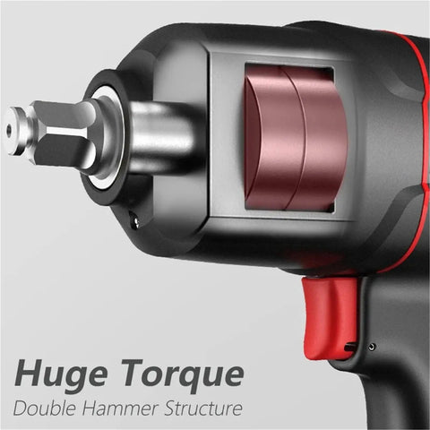Shop Grade Impact Pneumatic Wrench Delivers Serious Torque And Knockout Punch For Garage Pros Managing 610 Nm Twists At 7000 Rpm On Heavy Duty Job Site Assignments Any Weekend Warrior close-up view of wrench's double hammer structure
