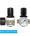 1/4 NPT Air Pressure Regulator With Gauge And Bracket For Pneumatic Tool Systems, Precise 0-180 PSI Adjustable Control