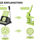 Illustration showing 1 Inch Button Cutter Circle Punch and pro-grade steel blade for precise button making.