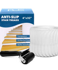 Clear No Slip Stair Treads For Indoors Anti Slip Tape For Wood Floors Easy Peel And Stick Grips 15 Feet Of PEVA Non Skid Tape 4x32 Inch Strips with roller