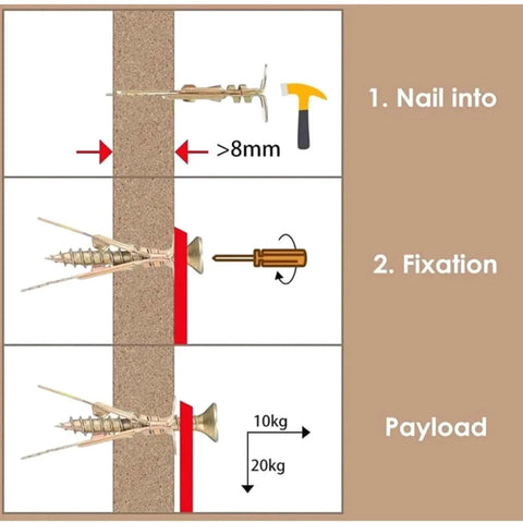 Heavy Duty No Drill Drywall Anchors Kit With Metal Expansion Screws, 50 Pcs, Self Tapping Design For Easy Install, Includes Screws And Gloves, Carbon Steel Zinc Plated For Strong Rust Resistant Wall Mounts; drywall anchor load diagram