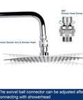 Solid Brass Shower Head Swivel Ball Adapter With Chrome Finish, No Fuss Easy Install Universal Shower Arm Extension, High Flow Ball Joint Connector, Leak Free And Durable Fit For Any Shower on shower arm