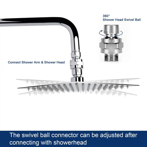 Solid Brass Shower Head Swivel Ball Adapter With Chrome Finish, No Fuss Easy Install Universal Shower Arm Extension, High Flow Ball Joint Connector, Leak Free And Durable Fit For Any Shower on shower arm