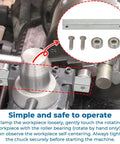 Centering Tool For Small Stock On Lathe With Bump Roller And Truing Action 0XA AXA BXA shown installed and in use on a lathe.