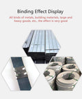 Heavy Duty Pneumatic Steel Strapping Machine Tool 19mm Metal Sealer Tensioner And Cutter High Tensile Baler shown binding metals and heavy goods.
