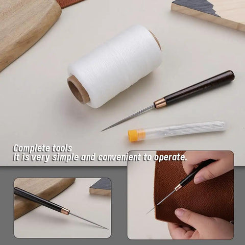 Heavy Duty Waxed Upholstery Thread Kit With 273 Yards Pro Grade Straight Awl And 18 Heavy Duty Needles For Leather Repair DIY
