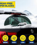 14 Inch Rear Wiper Blade for Mazda 3 and CX Series SUVs in snow-covered rear view on black vehicle