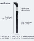 Bike Suspension Seatpost Shock Absorber Damper Post For 27.2 30.9 31.6 Mm Aluminum Body With Black Head 42mm Travel Specifications