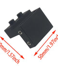 Two Pack Sliding Barn Door Rail Track Limiters With Rubber Covered Roller Stopper For 1.57 Inch Track Width And 0.24 Inch Track Thickness Prevent Door Overtravel On Flat Rail Carbon Steel Stop Device shown with dimensions