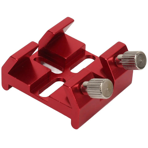 Close-up of red Sturdy Dovetail Base For Finder Scope And Telescope Finderscope Mount Bracket Dovetail Slot Plate with thumbscrews visible