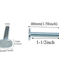 T Track Bolts 1/4-20 Threaded T Slot Bolts for Woodworking Fixtures, 1-1/2 Inch Long, dimensions and size