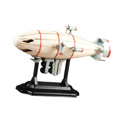 Vintage Airship Diecast Model Ornament With Stand For Home Decor Office Bar Display TV Cabinet Shelf White Large Gift