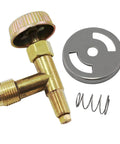 Propane Gas Inlet Fitting For Range And Cast Stove, Easy DIY Install 3 Eighths Inch Male Flare Swivel, Needle Valve With 0.047 Inch Orifice Jet, Air Intake Burner Damper With Spring Holder, Spare Parts shown