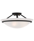 Newburgh 3 Light Ceiling Mount in Black Finish with Sleek Transitional Steel Design ideal for modern living spaces.