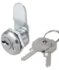 Beefed-Up Offset Cam Lock For Cabinets And Drawers, 5/8 Inch Cylinder Length, No. 10 Cam, Chrome Zinc Alloy with keys