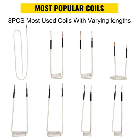 8 Piece Induction Coil Kit For Induction Heaters With Varying Coil Lengths, Heat Resistant, Flexible And Long Lasting