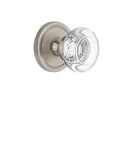 Privacy Door Knob Set With Bordeaux Crystal Rosette In Satin Nickel Finish shown from side view