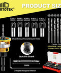 Counter Sink Drill Bit Set With Adjustable Depth HSS M2 Countersink Bits For Wood And Plastic Includes 1/8 9/64 5/32 11/64 3/16 Inch Sizes 82 Degree Counterbore Perfect For Screws And DIY Furniture Projects display