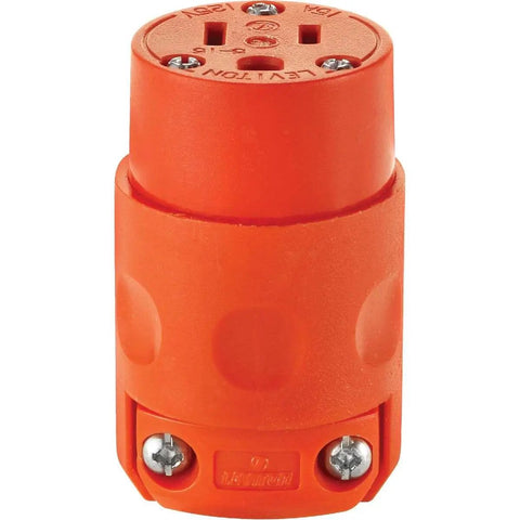 Orange 15 Amp 125 Volt PVC grounding cord outlet 515CV OR with hinged design for tools and appliances