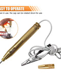 Must-Have Car Voltage Tester Light With LED 6V 12V 24V Bidirectional Circuit Tester Pen Long Probe And Extended Wire Ergonomic Safety Grip Automotive Electrical Voltage Tester For Cars SUVs Trucks, brass pen with cable